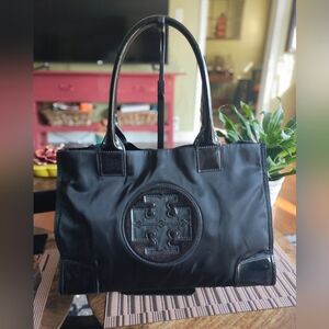 Signature Tory Burch Black Nylon Tote